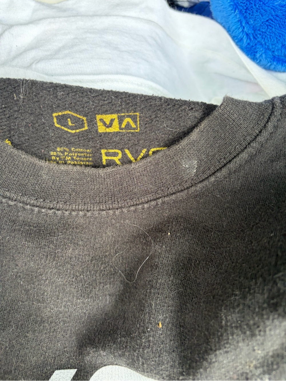 RVCA Men's Black Crewneck Sweatshirt with Yellow Logo